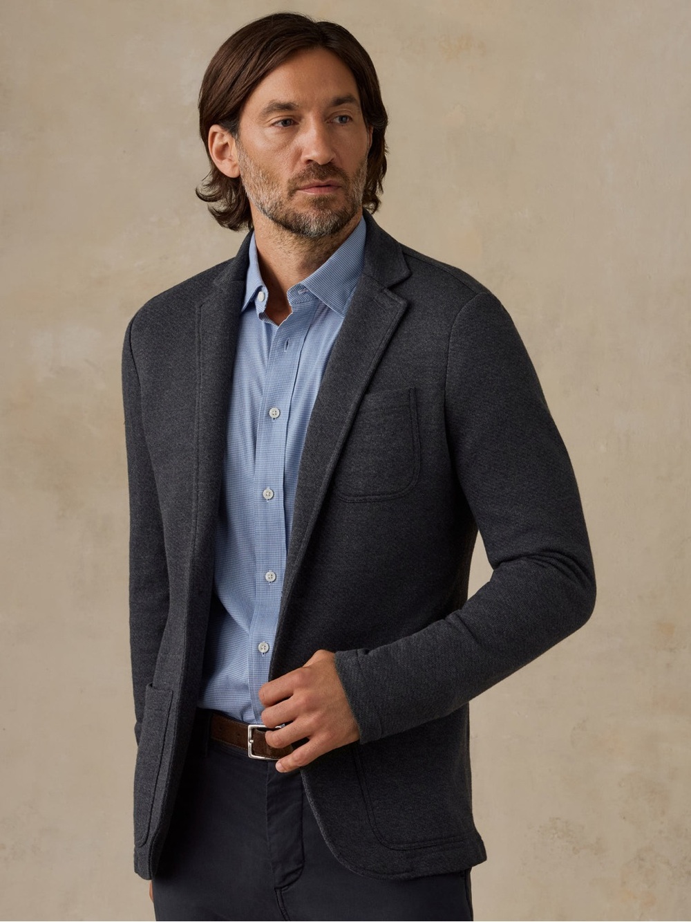 NWT FAHERTY Inlet Knit Blazer in Black Sky Melange